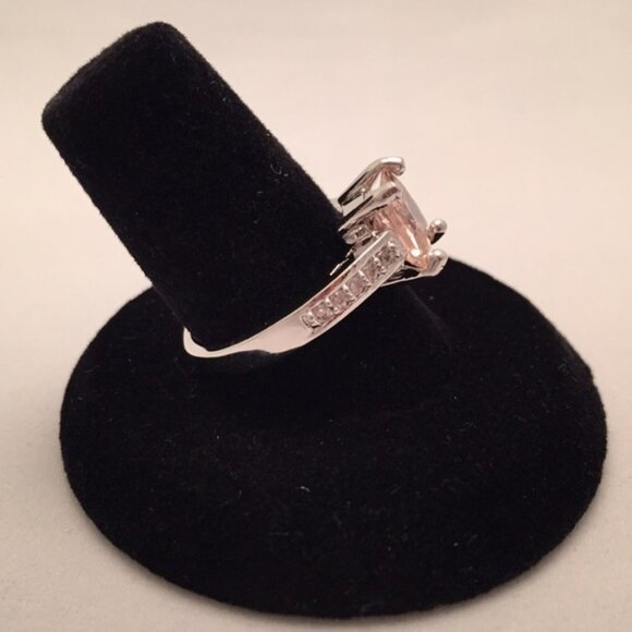 Pink and white topaz princess cut ring Silver - Picture 2 of 4